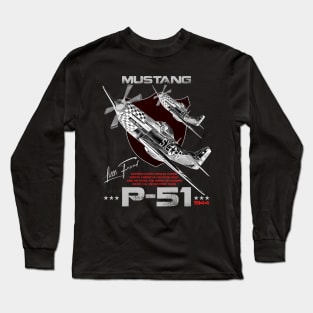 P51 Mustang WW2 Fighter Aircraft Long Sleeve T-Shirt